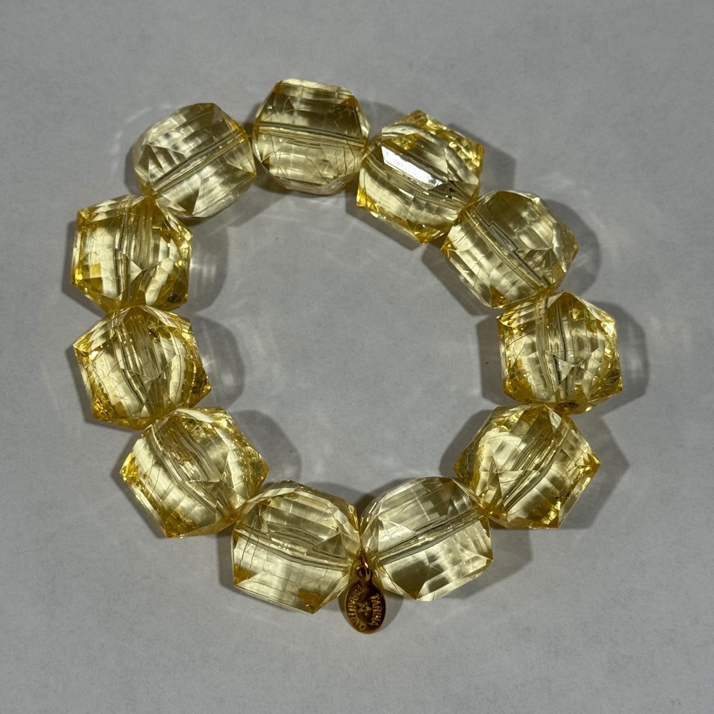 Tarina Tarantino Lucite Collection Bracelet Yellow Faceted Geometric Bead Charm